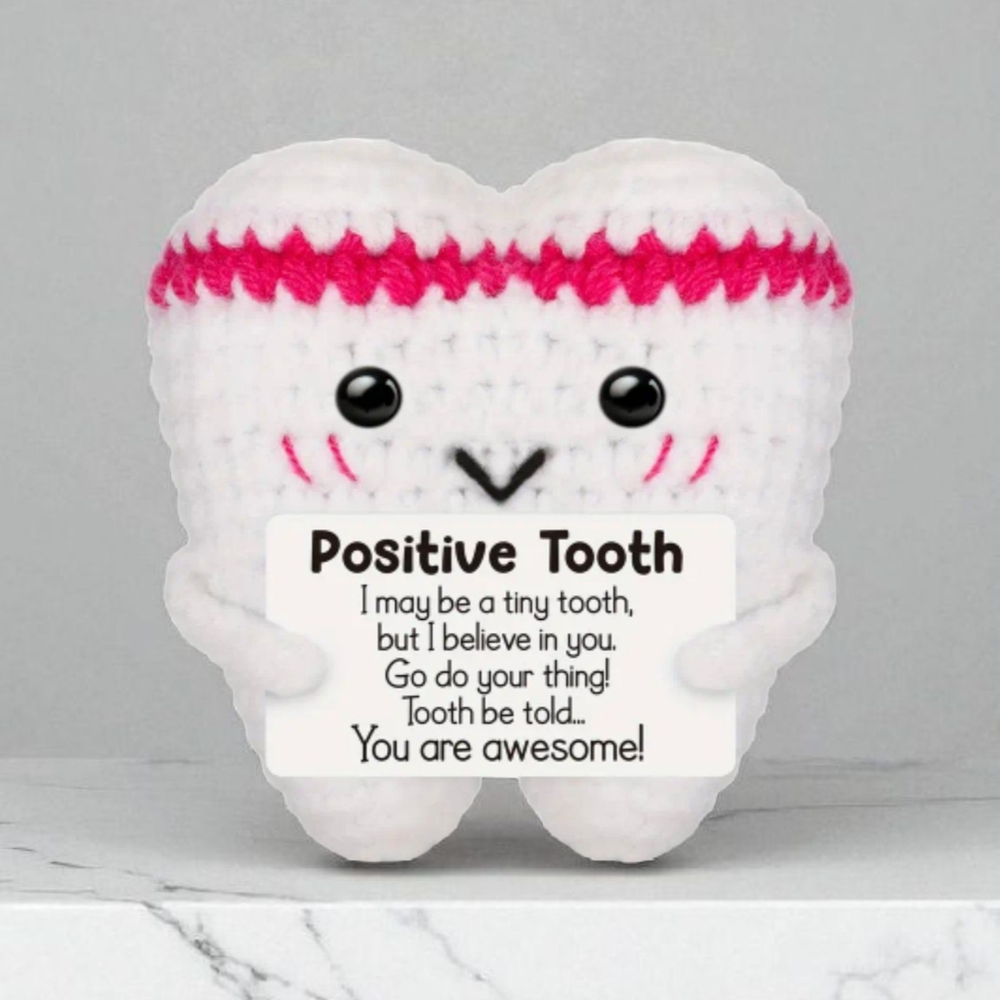 White and Pink Stuffed Tooth Plush